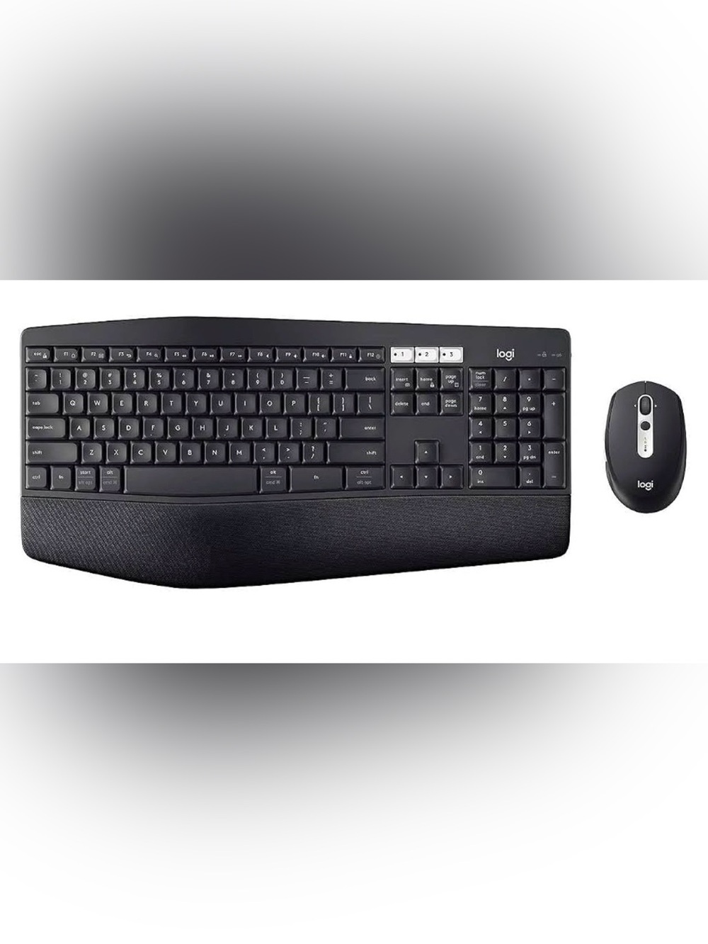 Logitech Black Wireless Keyboard and Mouse Set with Cushioned Palm Rest